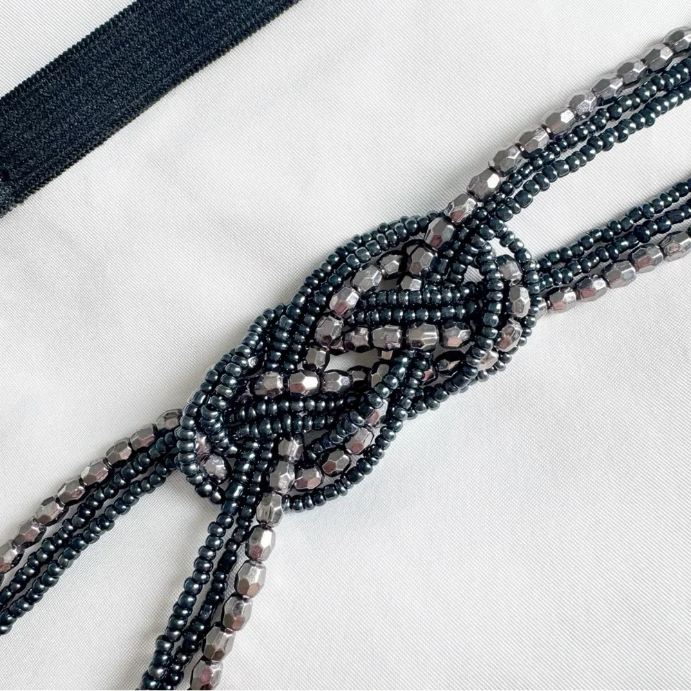 Purple silver beaded headband Gatsby costume boho flapper Whimsigoth fairy Y2K